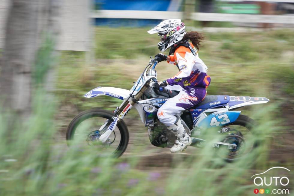 Émilie during a motocross championship round from the summer of 2013 at X-Town in Mirabel, QC
