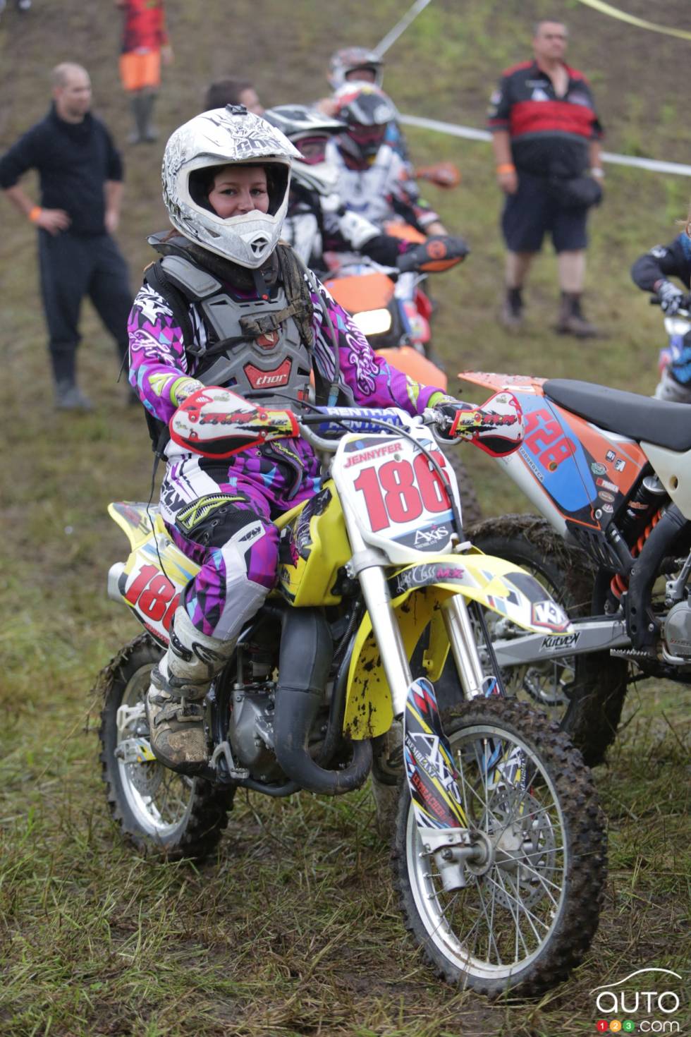 On and off the track action images of Jennyfer Sabourin.