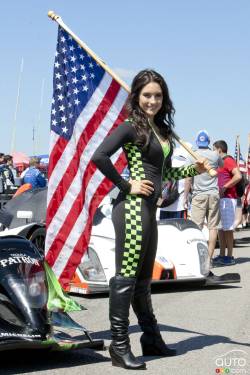 A flag girl during the pre-race celebration.