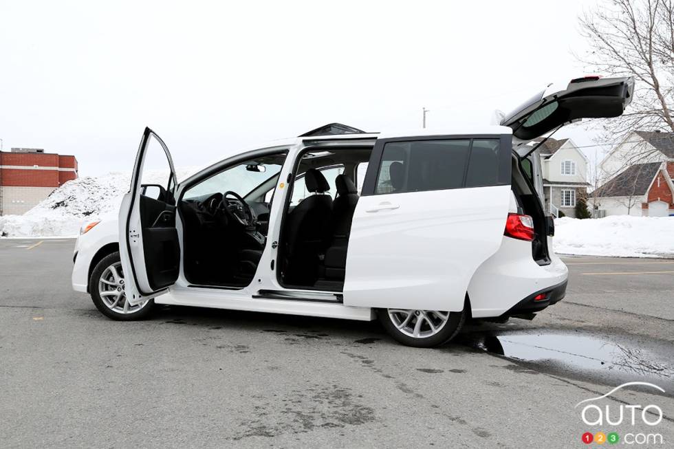 Left side view with doors and hatch open