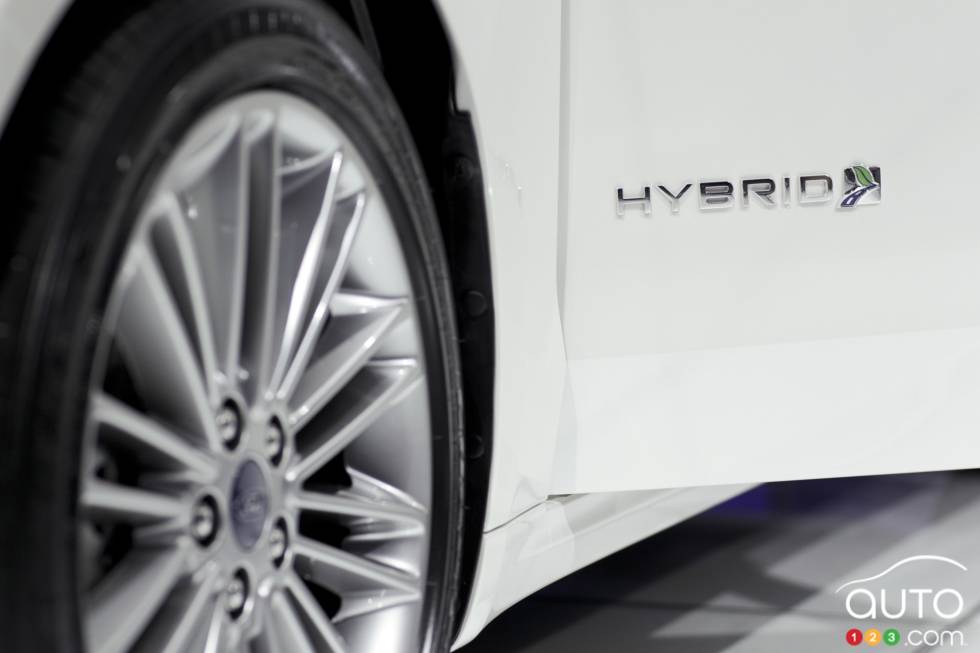 Hybrid logo on the door