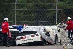 Joey McColm, TSC Stores/Canada's Best Store Fixtures Dodge, crashes during qualifying