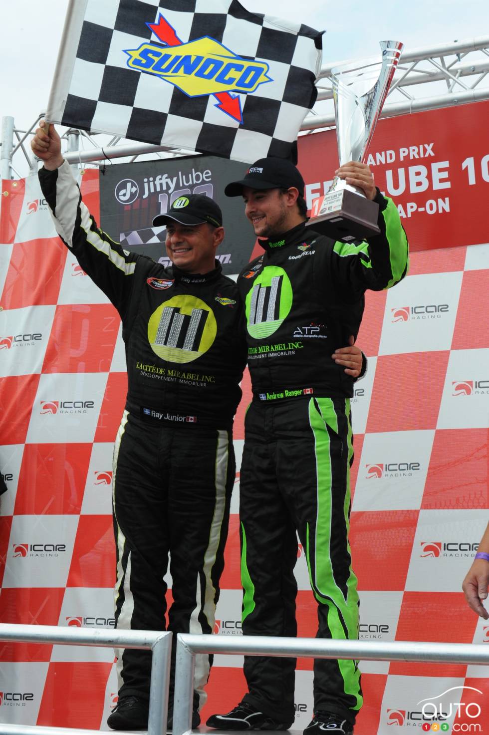 Andrew Ranger, La Cite De Mirabel Inc. Dodge with Ray Courtemanche Jr., La Cité De Mirabel Inc. Dodge winner the Jiffy Lube 100