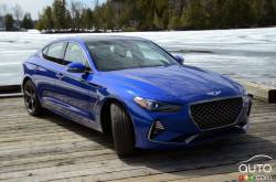 3/4 font view of the 2019 Genesis-G70-2.0T-Sport-RWD
