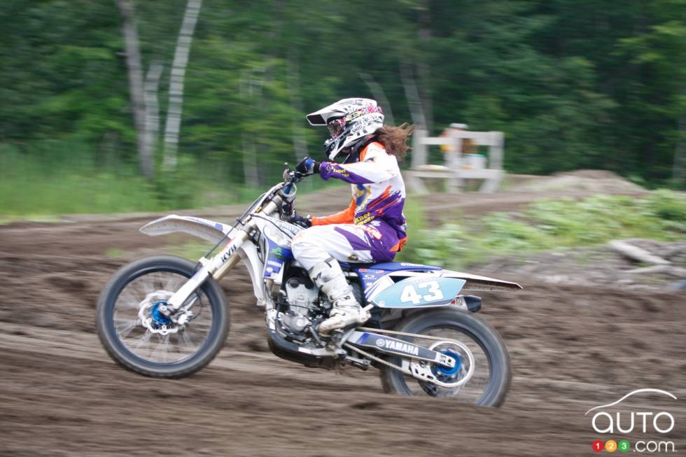 Émilie during a motocross championship round from the summer of 2013 at X-Town in Mirabel, QC