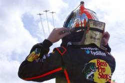 Ty Dillon, Chevrolet Bass Pro Shops - Tracker Boats watches as planes fly-by priro to the race