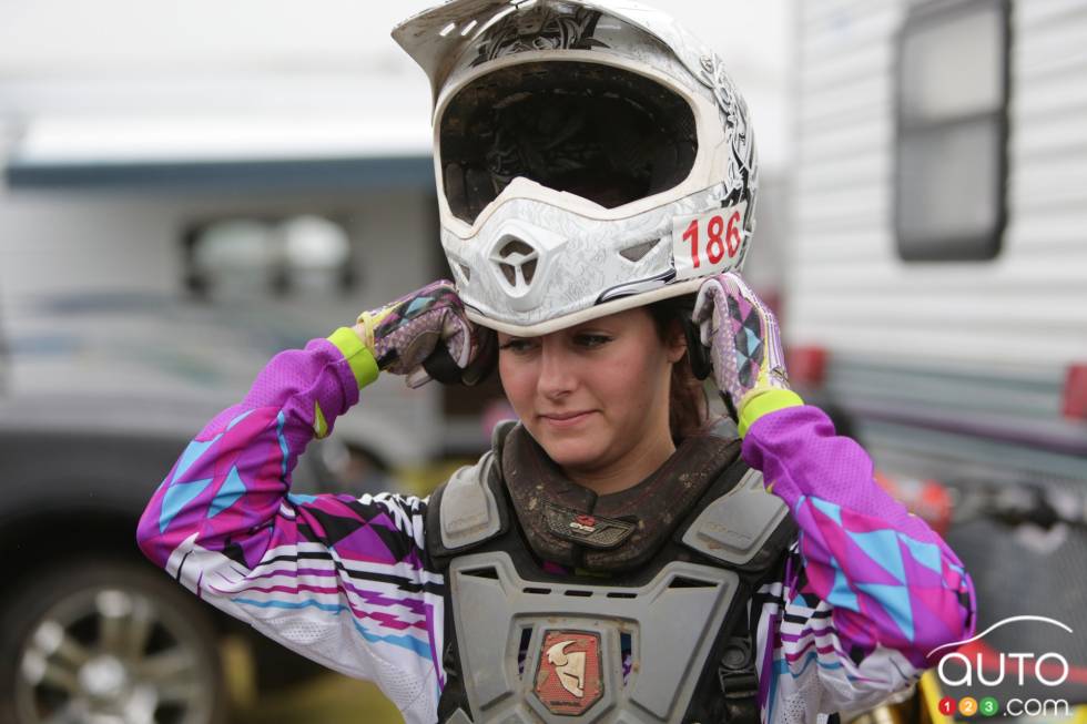 On and off the track action images of Jennyfer Sabourin.