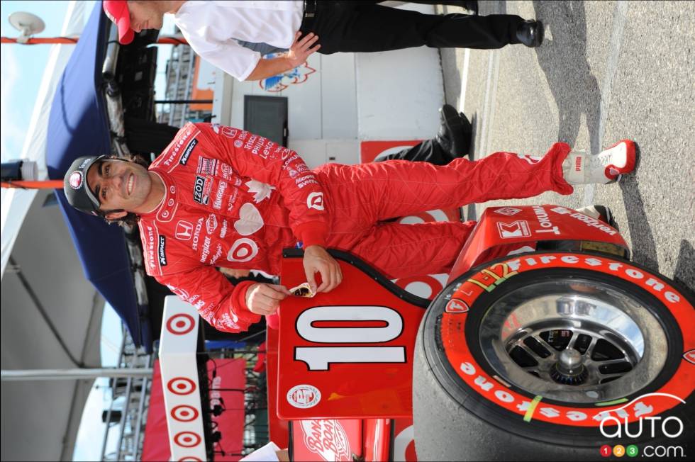 Dario Franchitti, Target Chip Ganassi Racing célèbre sa pole-position
