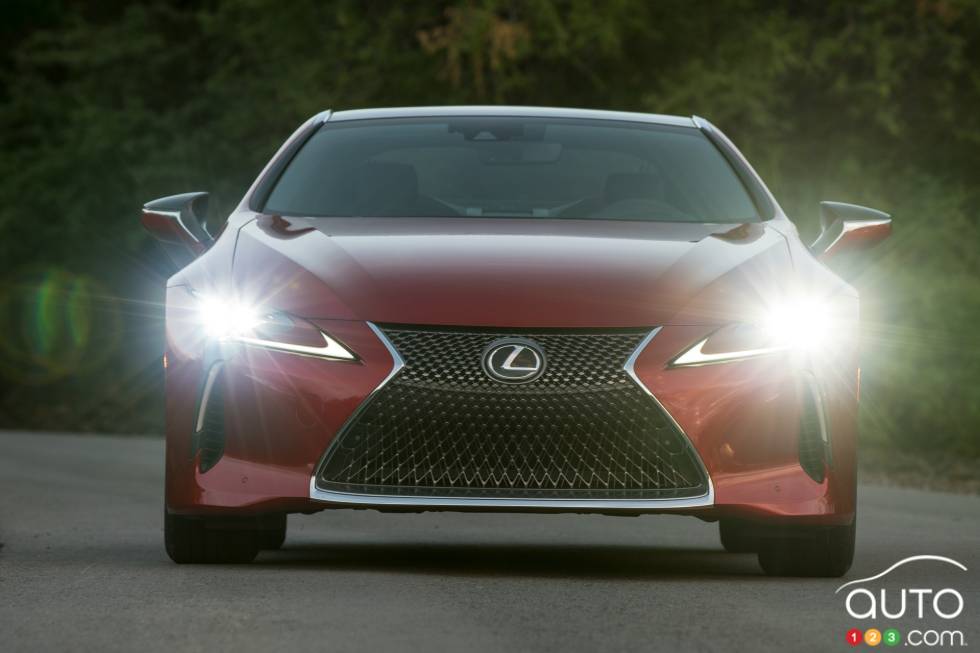 Front view with open headlights