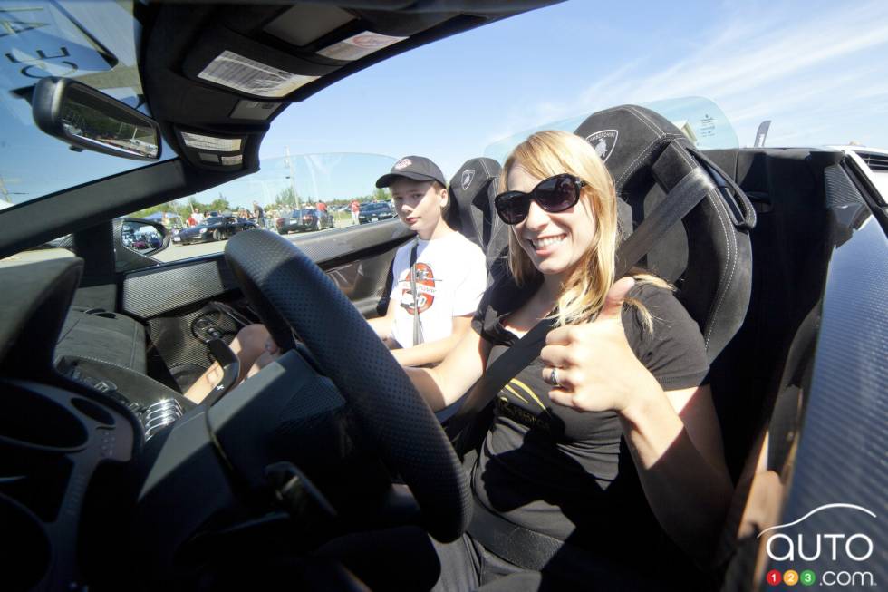 Marie-Laurence Paquin in a Lamborghini