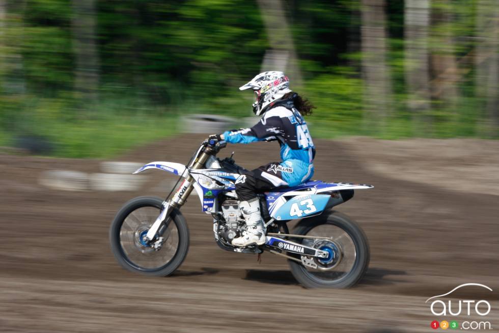 Émilie during a motocross championship round from the summer of 2013 at X-Town in Mirabel, QC