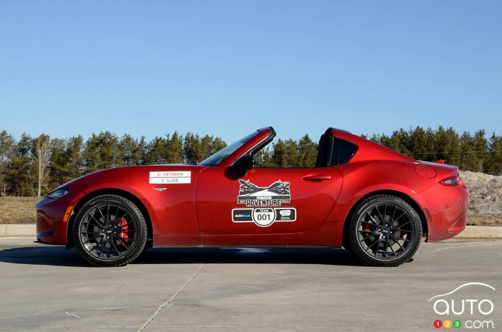 Side view with open roof