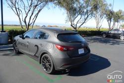 3/4 rear view of the Mazda3 with the  SKYACTIV-X engine