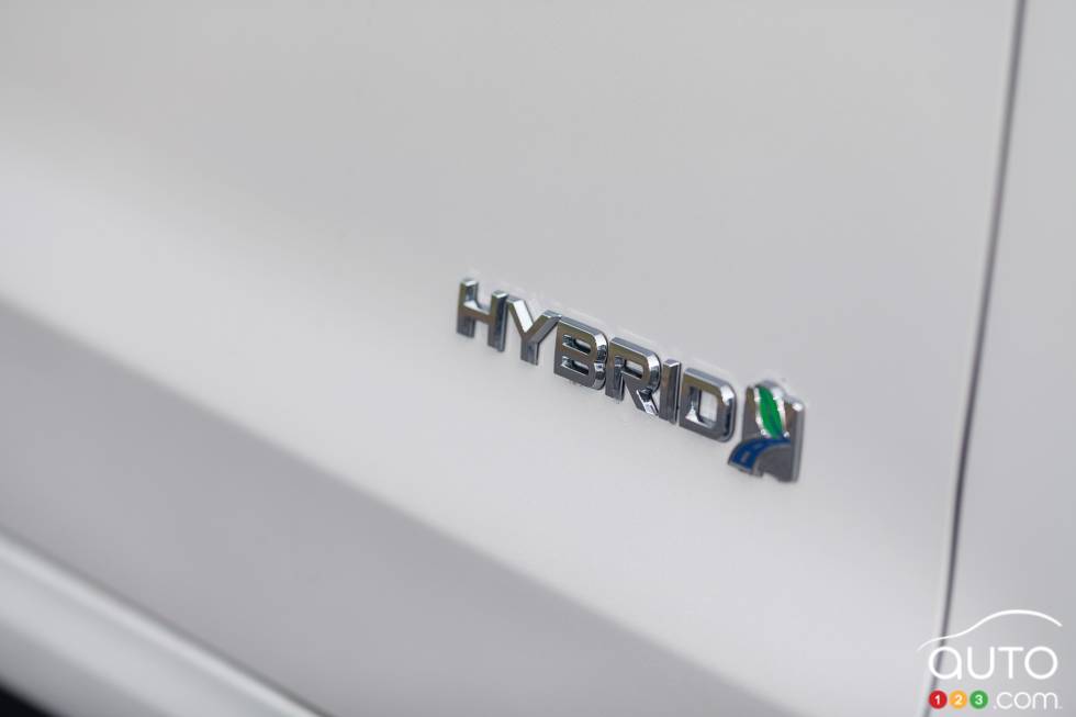 Hybrid logo on the door