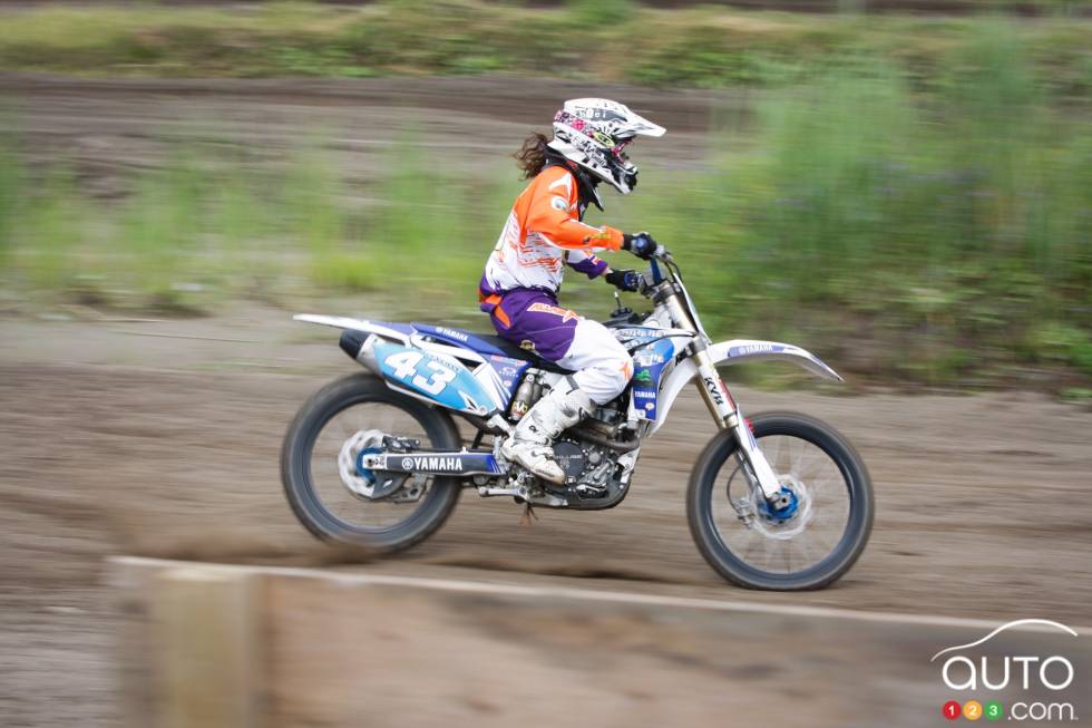 Émilie during a motocross championship round from the summer of 2013 at X-Town in Mirabel, QC