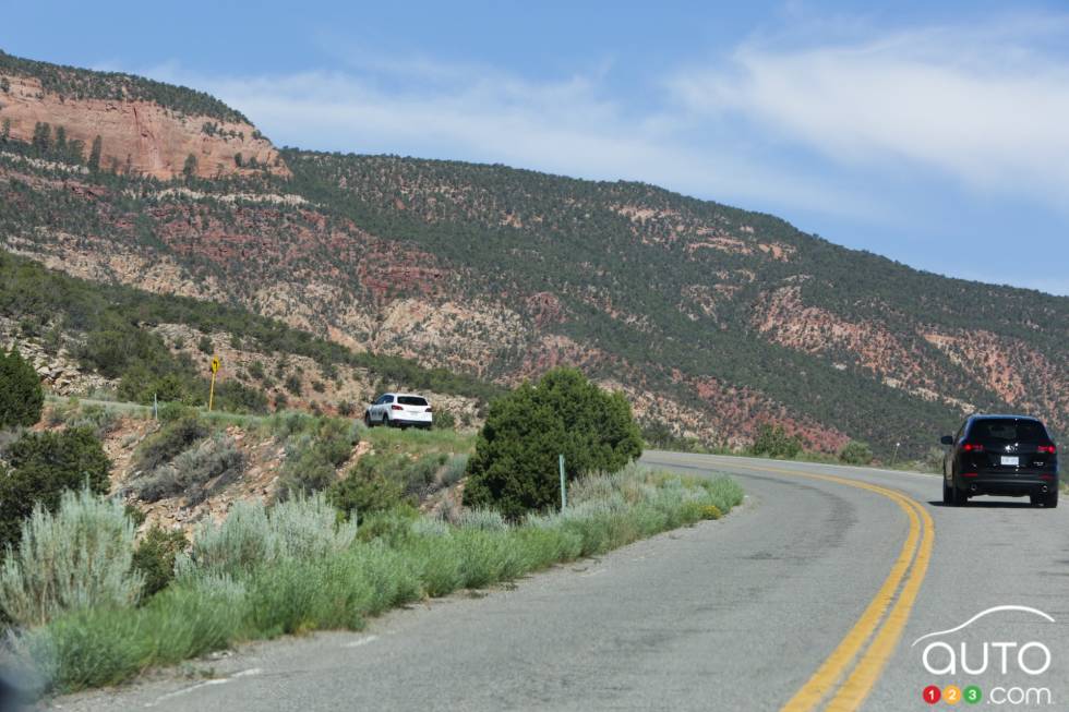 rear 3/4 action view