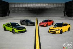 2017 Dodge Challenger T/A and 2017 Dodge Charger Daytona front 3/4 view