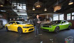 2017 Dodge Challenger T/A and 2017 Dodge Charger Daytona front 3/4 view