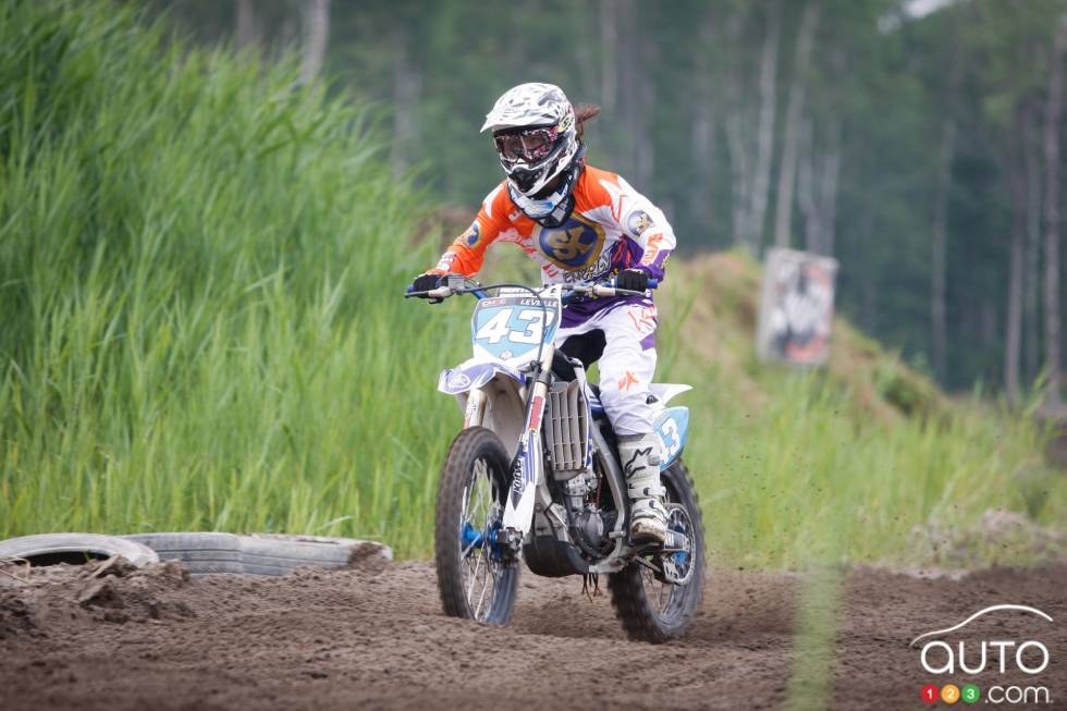 Émilie during a motocross championship round from the summer of 2013 at X-Town in Mirabel, QC