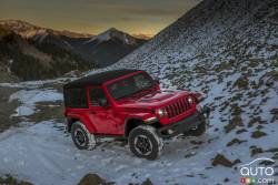 Vue 3/4 avant du Jeep Wrangler Rubicon 2018