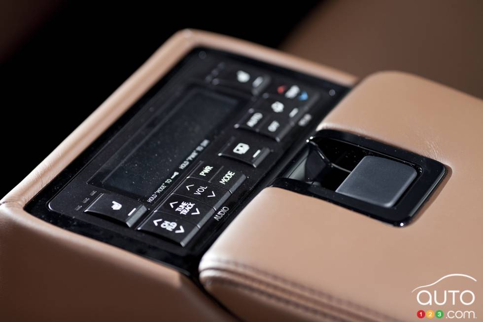 Audio controls on the rear centre console