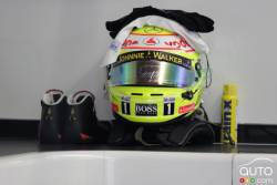 Lewis Hamilton's helmet, gloves and shoes.