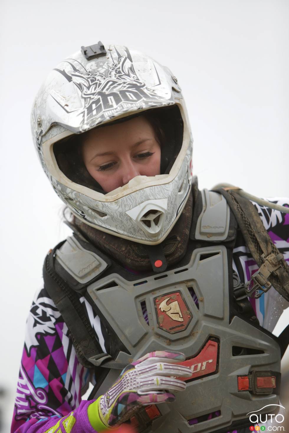 On and off the track action images of Jennyfer Sabourin.