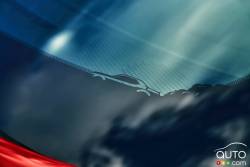 The 2018 Dodge Challenger SRT Demon‚ windshield includes an image of the SRT Demon doing a burnout.