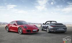 Vue 3/4 avant de la Porsche 911 2017