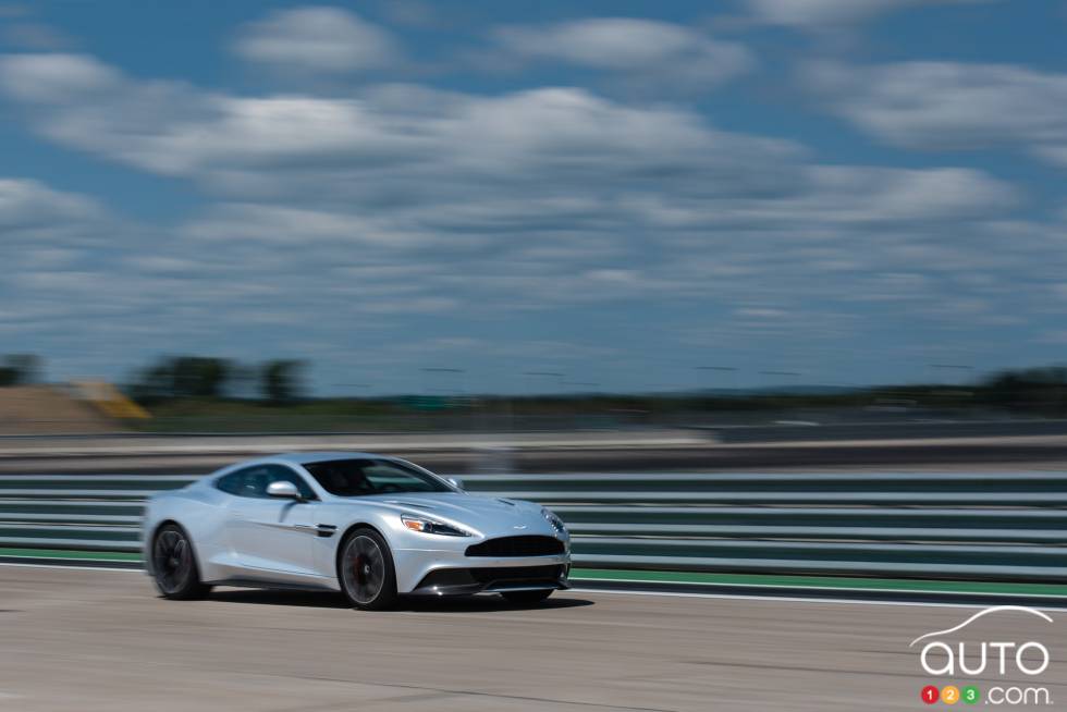 2015 Aston Martin Vanquish Front 3/4 view on track