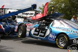 Paul Jean, BFI Canada Chevrolet is towed to the garages after a crash during race