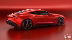 Vue 3/4 arrière de l'Aston Martin Vanquish Zagato Concept