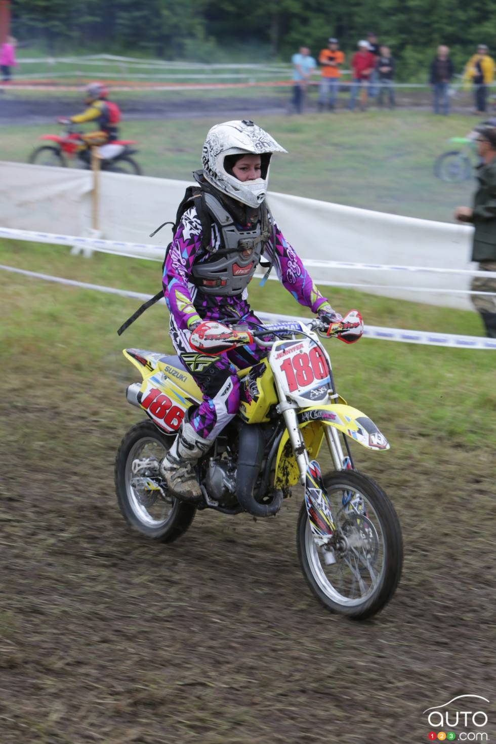 On and off the track action images of Jennyfer Sabourin.