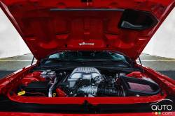 The 2018 Dodge Challenger SRT Demon‚Äôs 6.2-liter supercharged HEMI¬Æ Demon V-8 engine.
