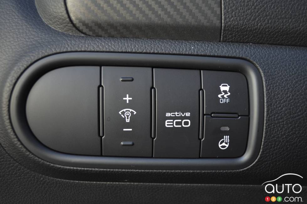 Active ECO mode, stability control and heated steering wheel buttons