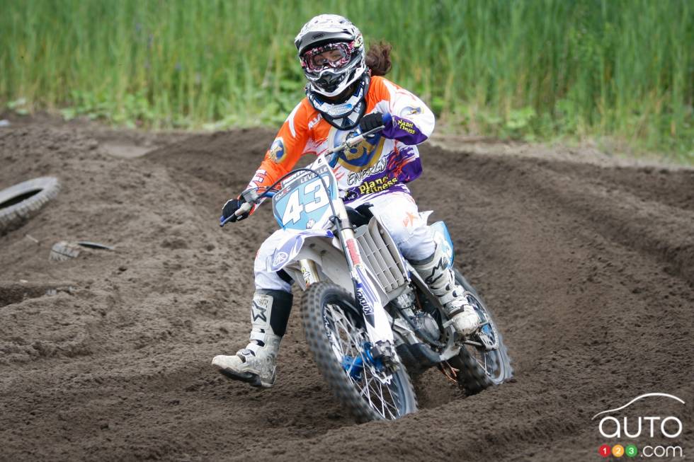 Émilie during a motocross championship round from the summer of 2013 at X-Town in Mirabel, QC
