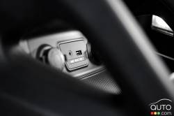 power outlet, auxiliairy input jack and USB port