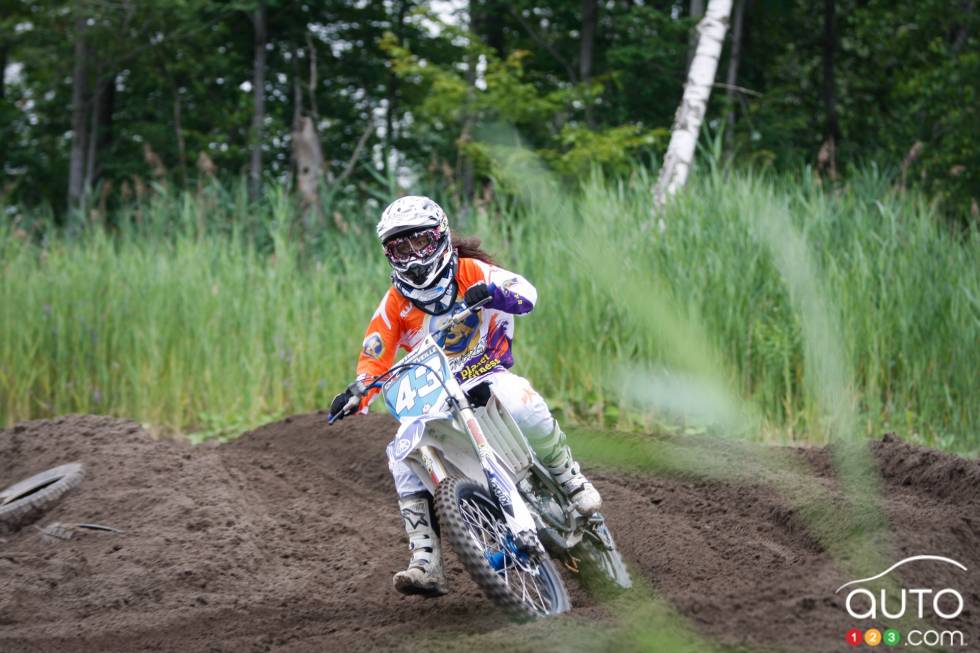 Émilie during a motocross championship round from the summer of 2013 at X-Town in Mirabel, QC