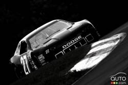 Chad Hackenbracht, Jacombs Racing Dodge, in action during practice on saturday