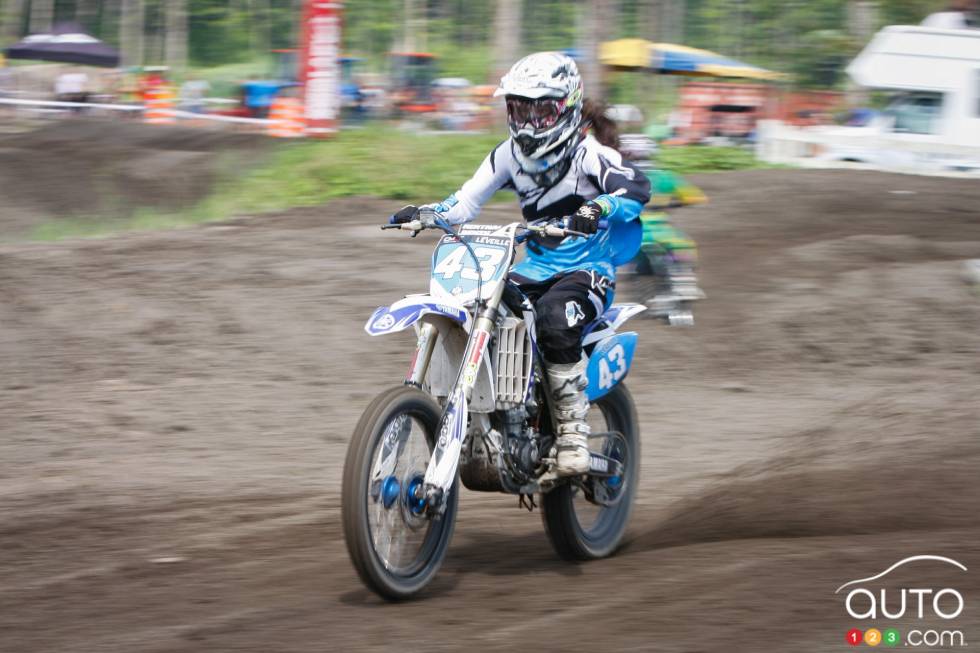 Émilie during a motocross championship round from the summer of 2013 at X-Town in Mirabel, QC
