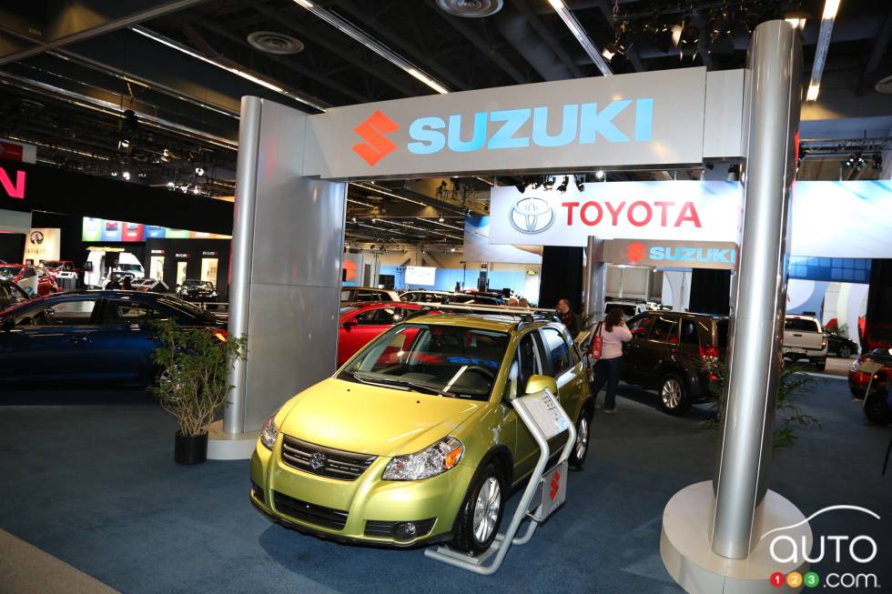 Suzuki booth at the 2013 Montreal International Auto Show.