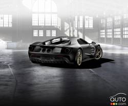 2016 Ford GT '66 Heritage Edition rear 3/4 view