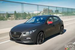 3/4 front view of the Mazda3 with the SKYACTIV-X engine