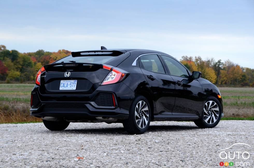 2017 Honda Civic Hatchback rear 3/4 view