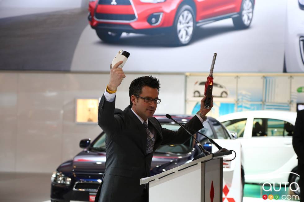 Mitsubishi booth at the 2013 Montreal International Auto Show.