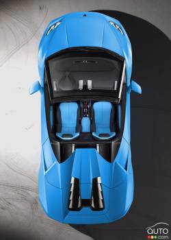 Vue du haut de la Lamborghini Huracan Spyder