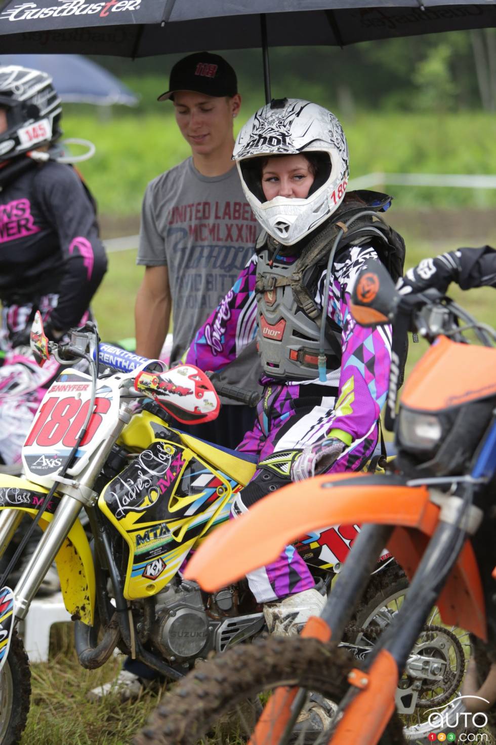 On and off the track action images of Jennyfer Sabourin.